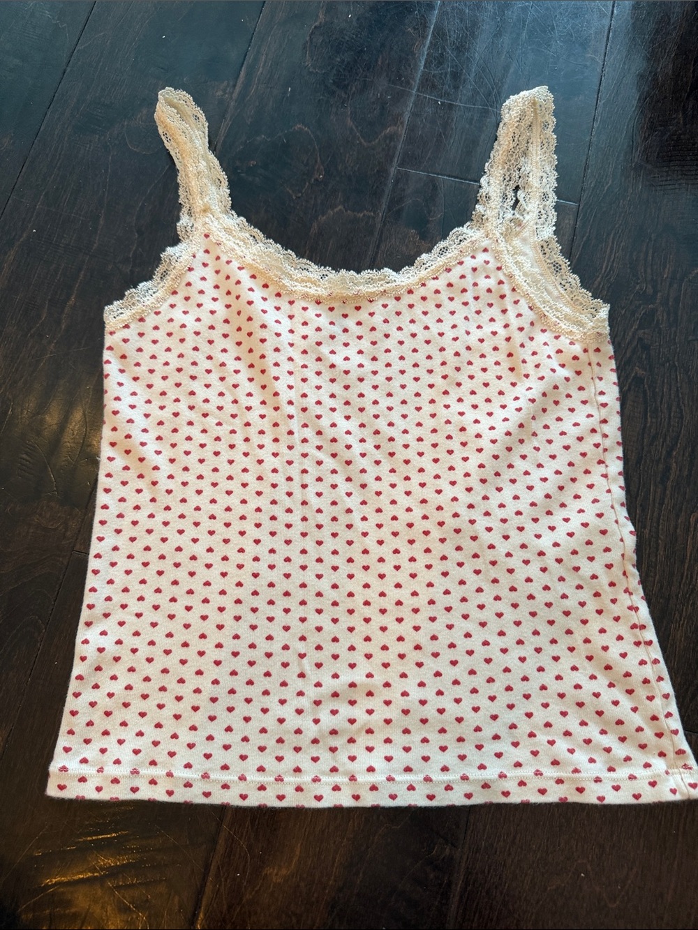 Brandy Melville White Cami with Red Polka Hearts - Picture 6 of 6